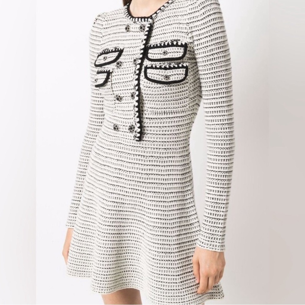 Self Portrait Double Breasted Knit Mini Dress